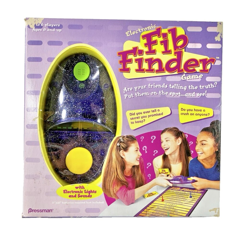 Teen Game Electronic Fib Finder Vintage Pressman 2000 Board Game Open Box